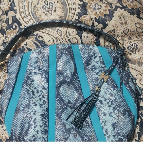 NWOT Aimee Kestenberg Blue and Gray Shoulder Bag - Picture 1 of 6
